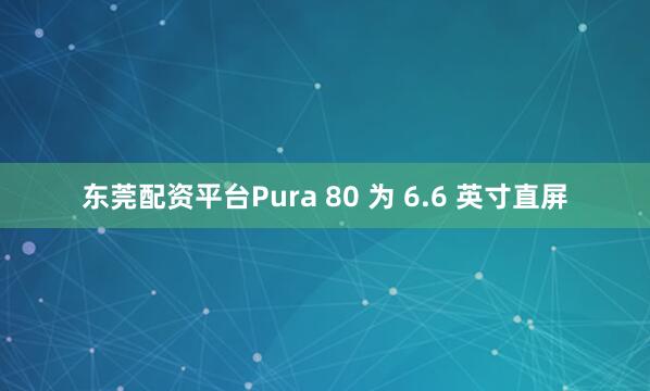 东莞配资平台Pura 80 为 6.6 英寸直屏