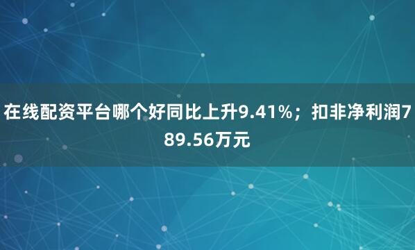 在线配资平台哪个好同比上升9.41%；扣非净利润789.56万元